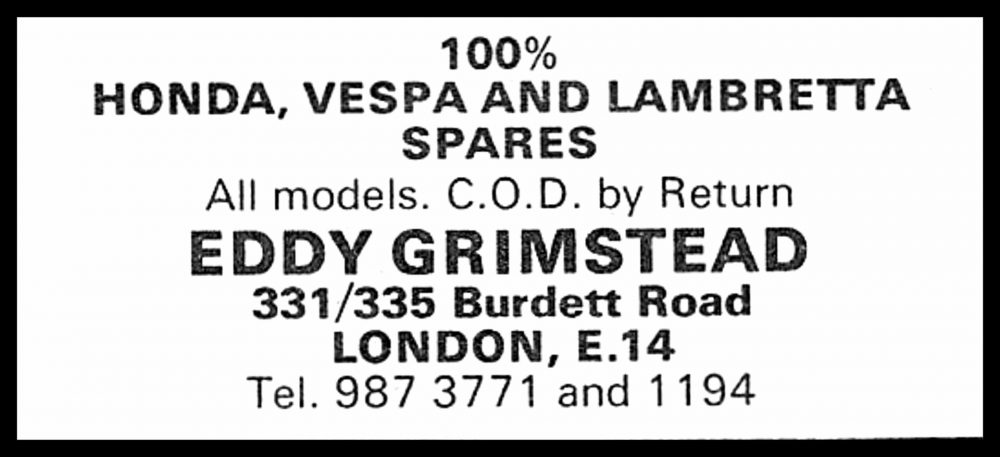 Eddy Grimstead Burdett Road Advert