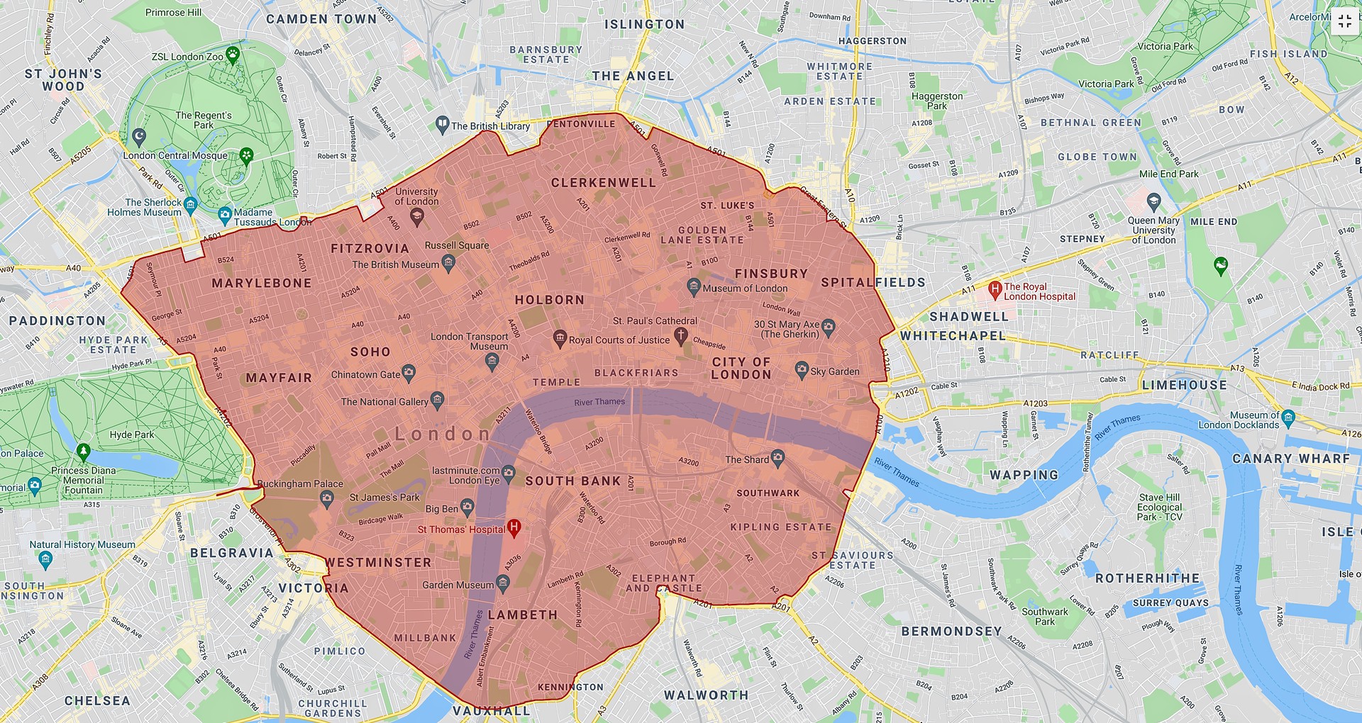 Where Does The Congestion Charge London Map