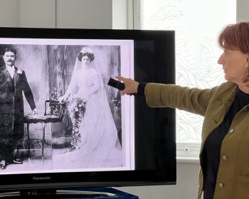 Esther Rinkoff showing her family history