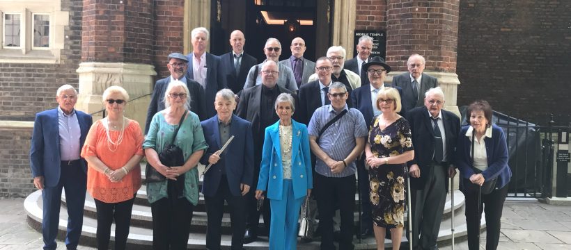 Group photo of The Geezers and guests outside Middle Temple