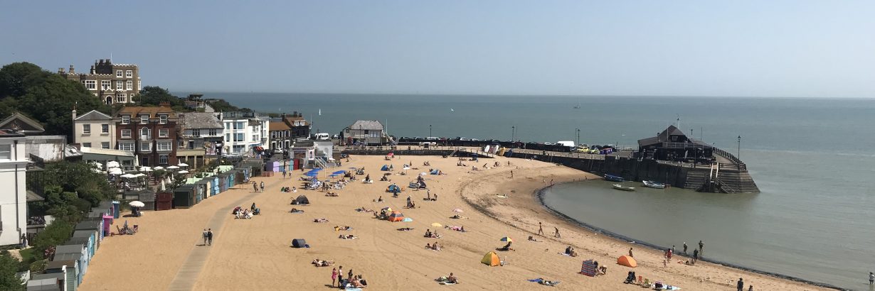 Viking Bay. A stretch of sandy beach and sea. Sunny weather.