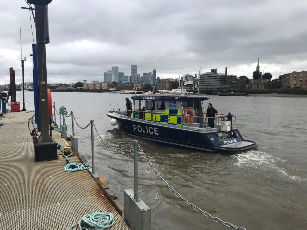 Police boat in use on River Thames