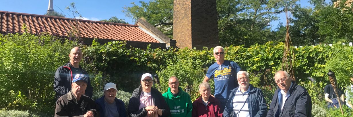 Geezers at The Brunel Museum herb garden.