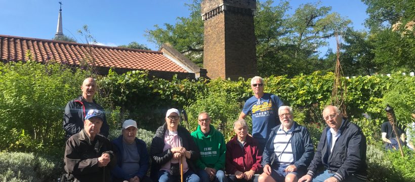 Geezers at The Brunel Museum herb garden.