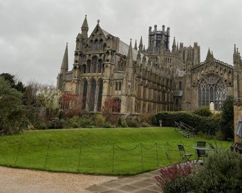 Exterior image of Ely Cathedral in rain